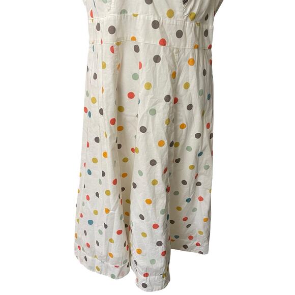 Garnet Hill Womens 14 A-line Dress Polka Dot White Print Vneck Cotton Flowy - Picture 11 of 12